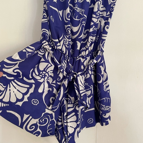 Navy and White Lilly Pulitzer Strapless Romper - Picture 2 of 8